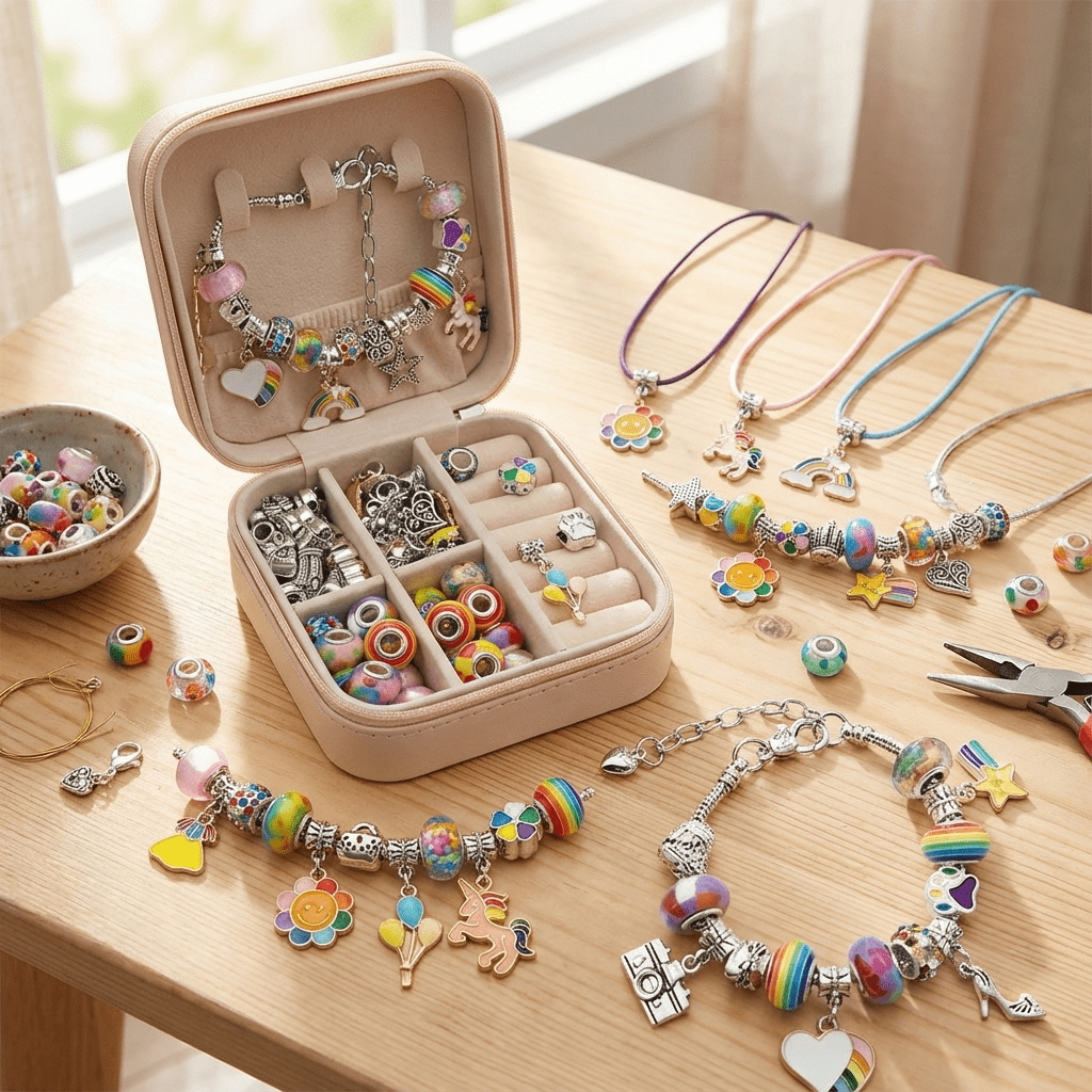 Kit creatif collier et bracelet à fabriquer coloré