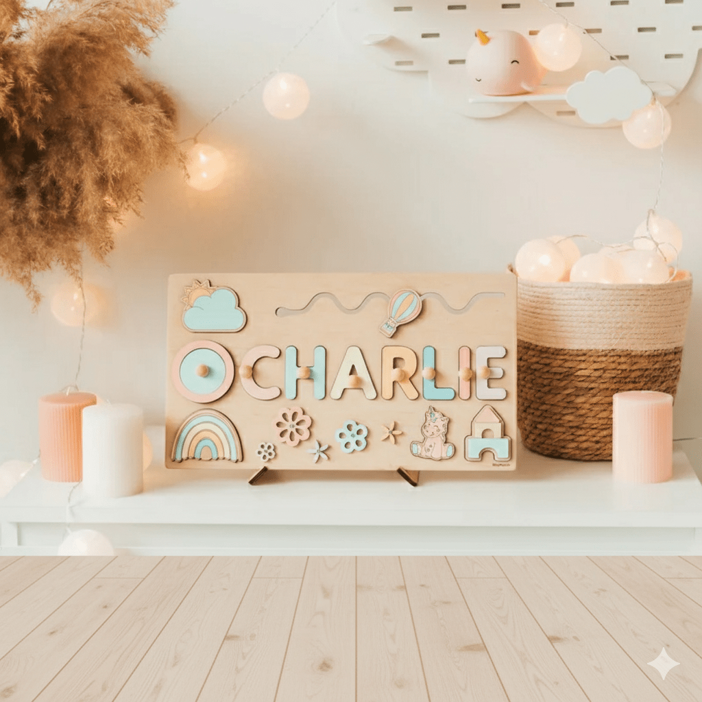 Puzzle en bois éducatif avec prénom personnalisé
