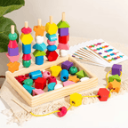 Kit de Perles Montessori en Bois - Jeu Éducatif de Tri et d'Enfilage